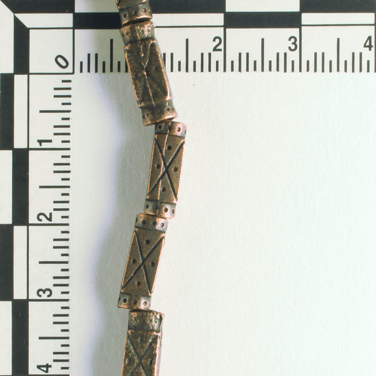 Pewter Beads, Brass Plated - 8" Strand