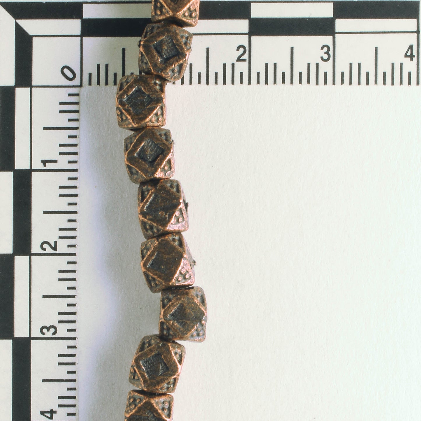 Pewter Beads, Copper Plated - 8" Strand