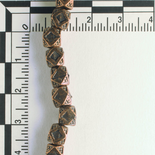 Pewter Beads, Copper Plated - 8" Strand