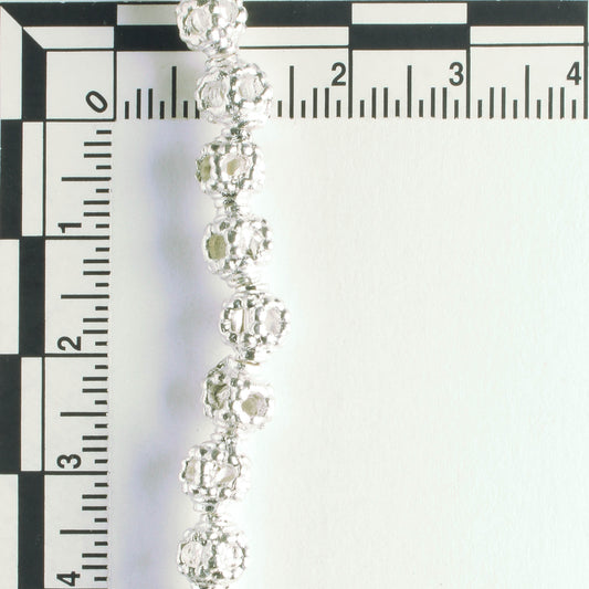 Pewter Beads, Silver Plated - 8" Strand