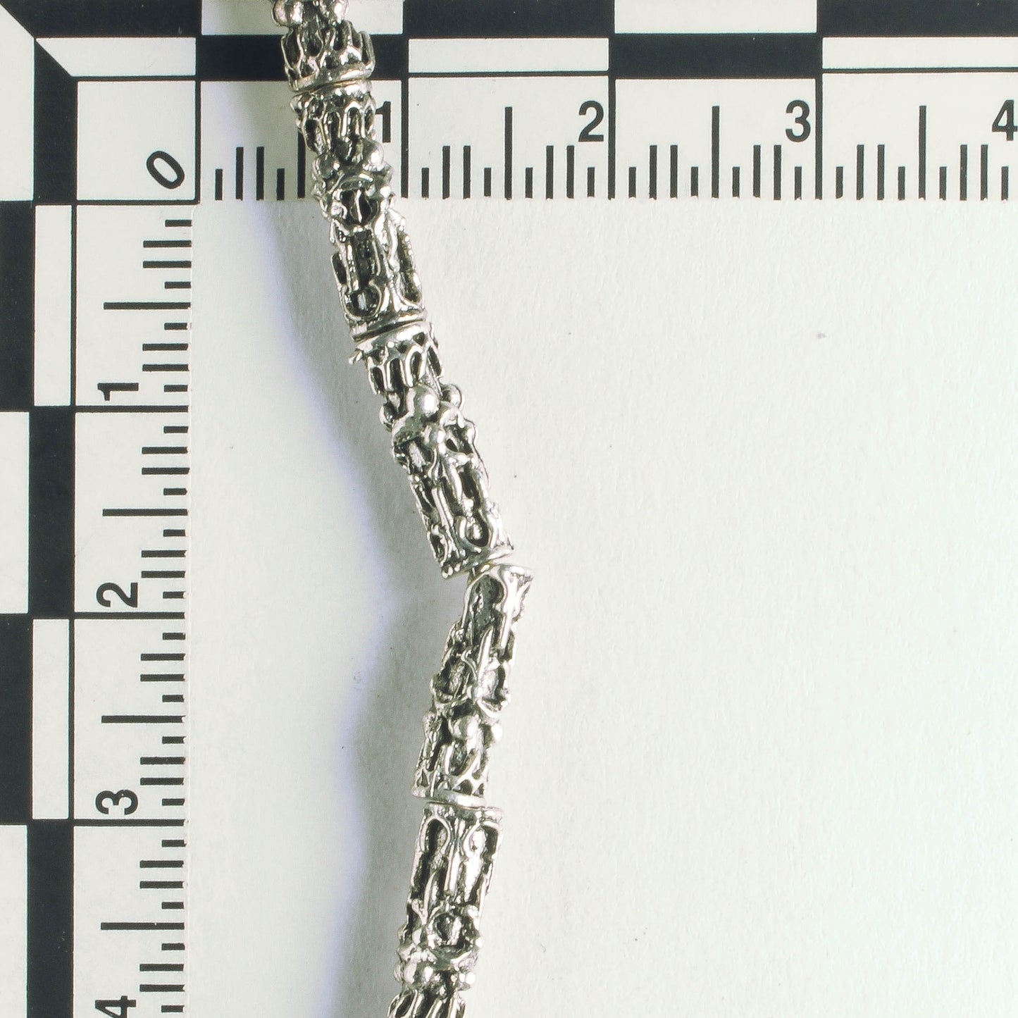 Pewter Beads, Silver Plated - 8" Strand
