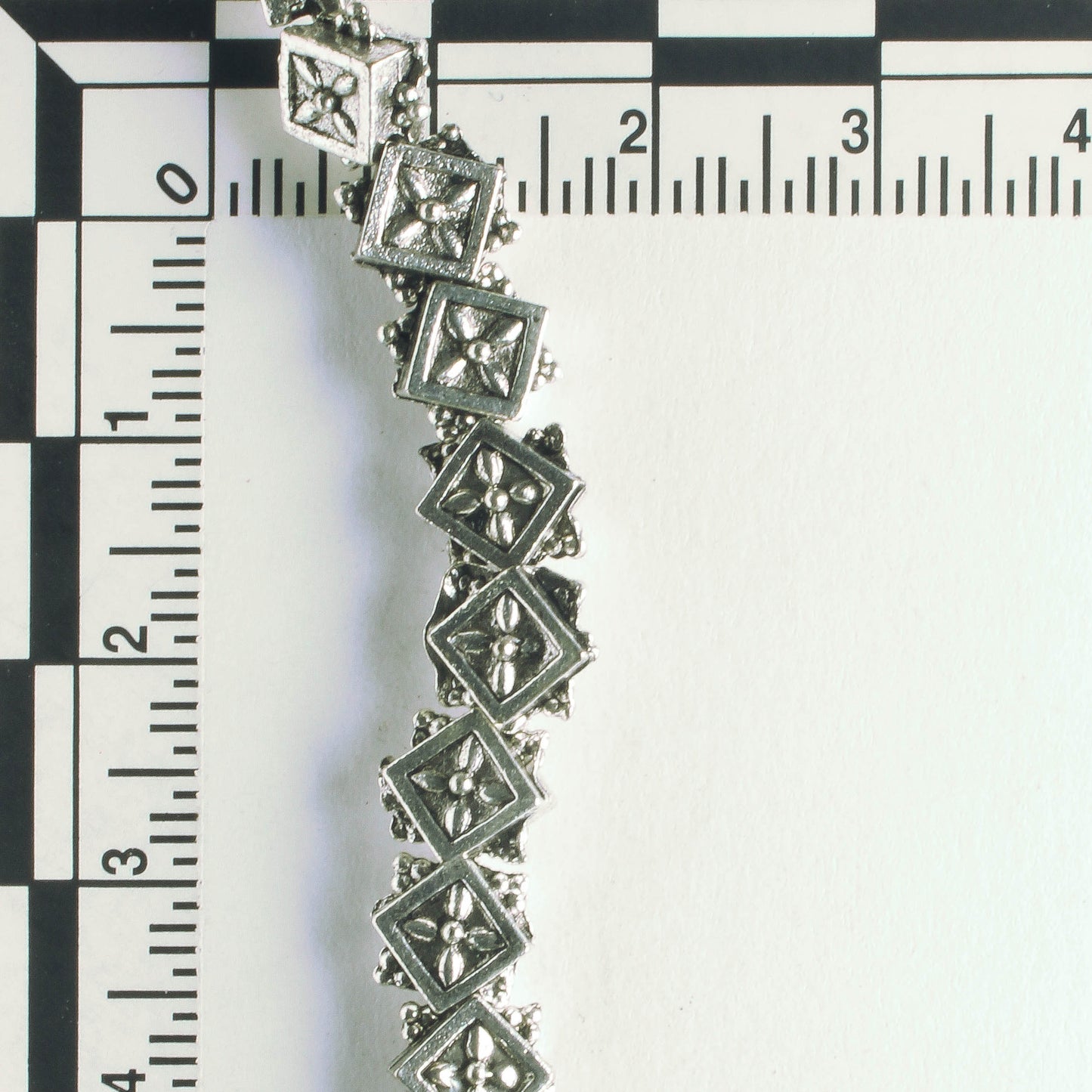 Pewter Beads, Silver Plated - 8" Strand