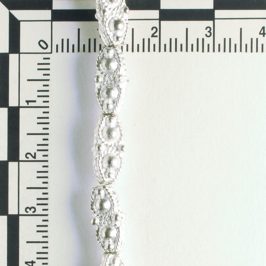 Pewter Beads, Silver Plated - 8" Strand