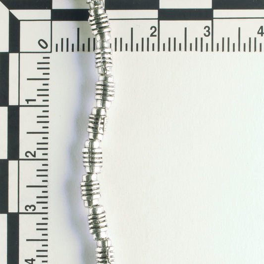Pewter Beads, Silver Plated - 8" Strand