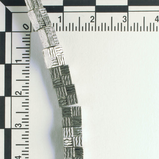 Pewter Beads, Silver Plated - 8" Strand