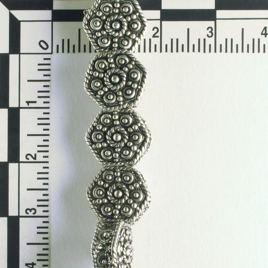 Pewter Beads, Silver Plated - 8" Strand