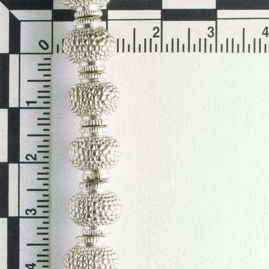 Pewter Beads, Silver Plated - 8" Strand