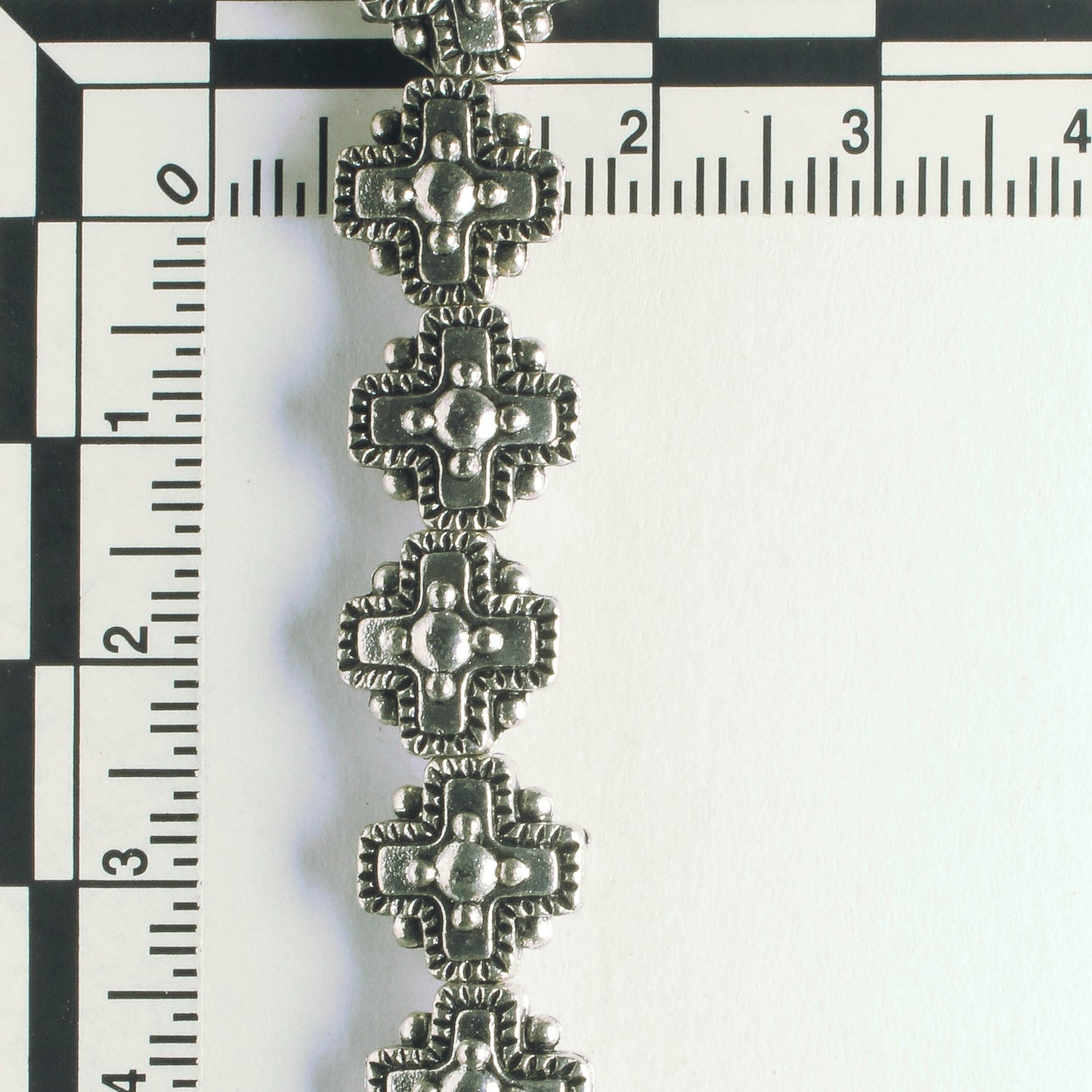 Pewter Beads, Silver Plated - 8" Strand