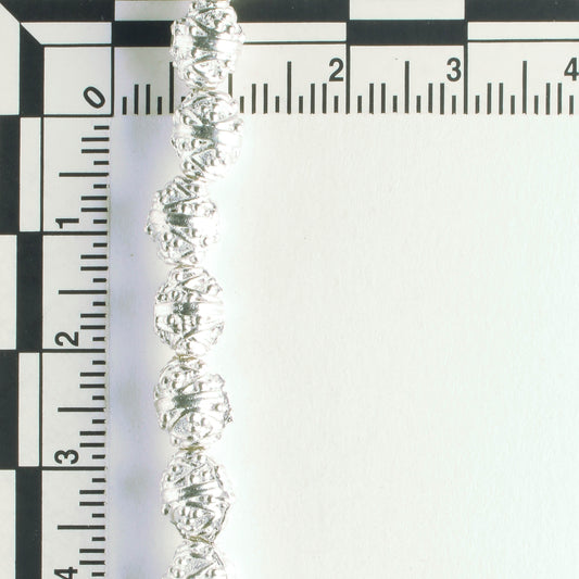 Pewter Beads, Silver Plated - 8" Strand