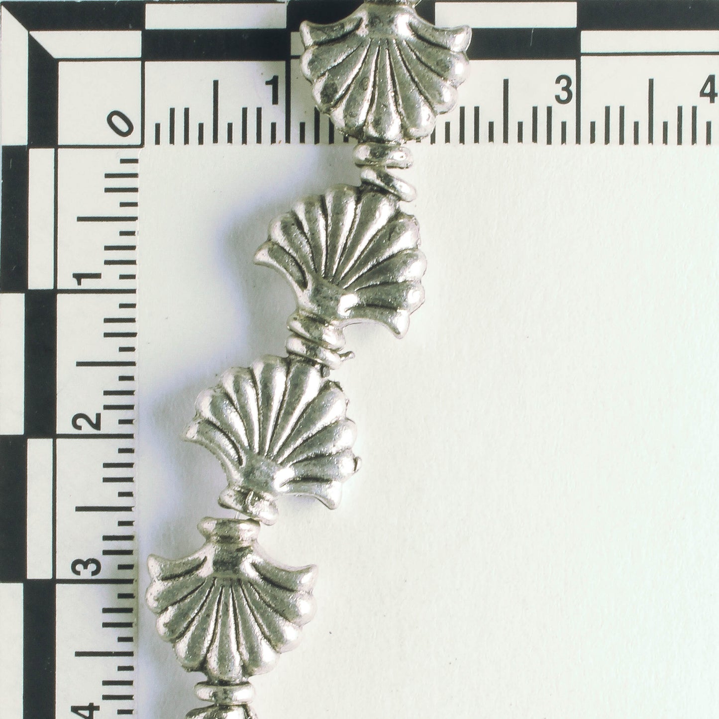 Pewter Beads, Silver Plated - 8" Strand