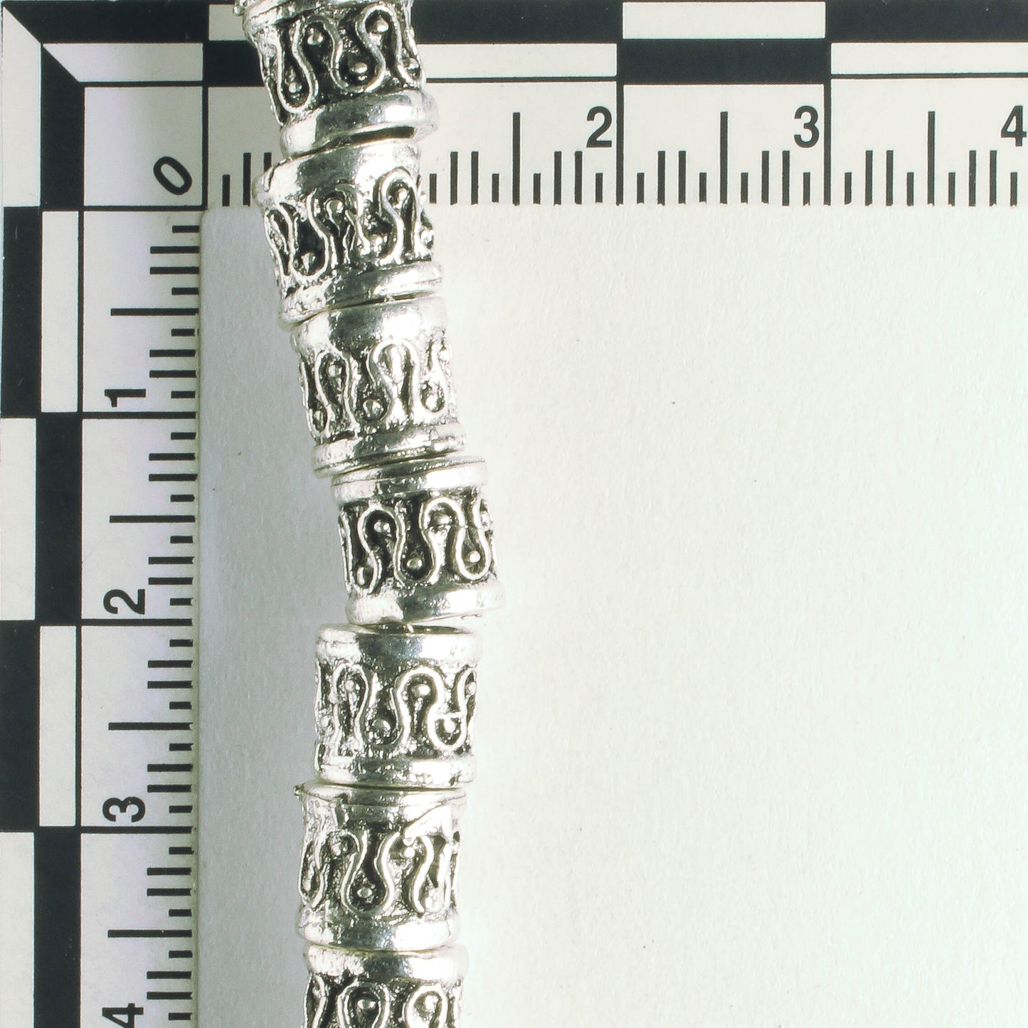 Pewter Beads, Silver Plated - 8" Strand