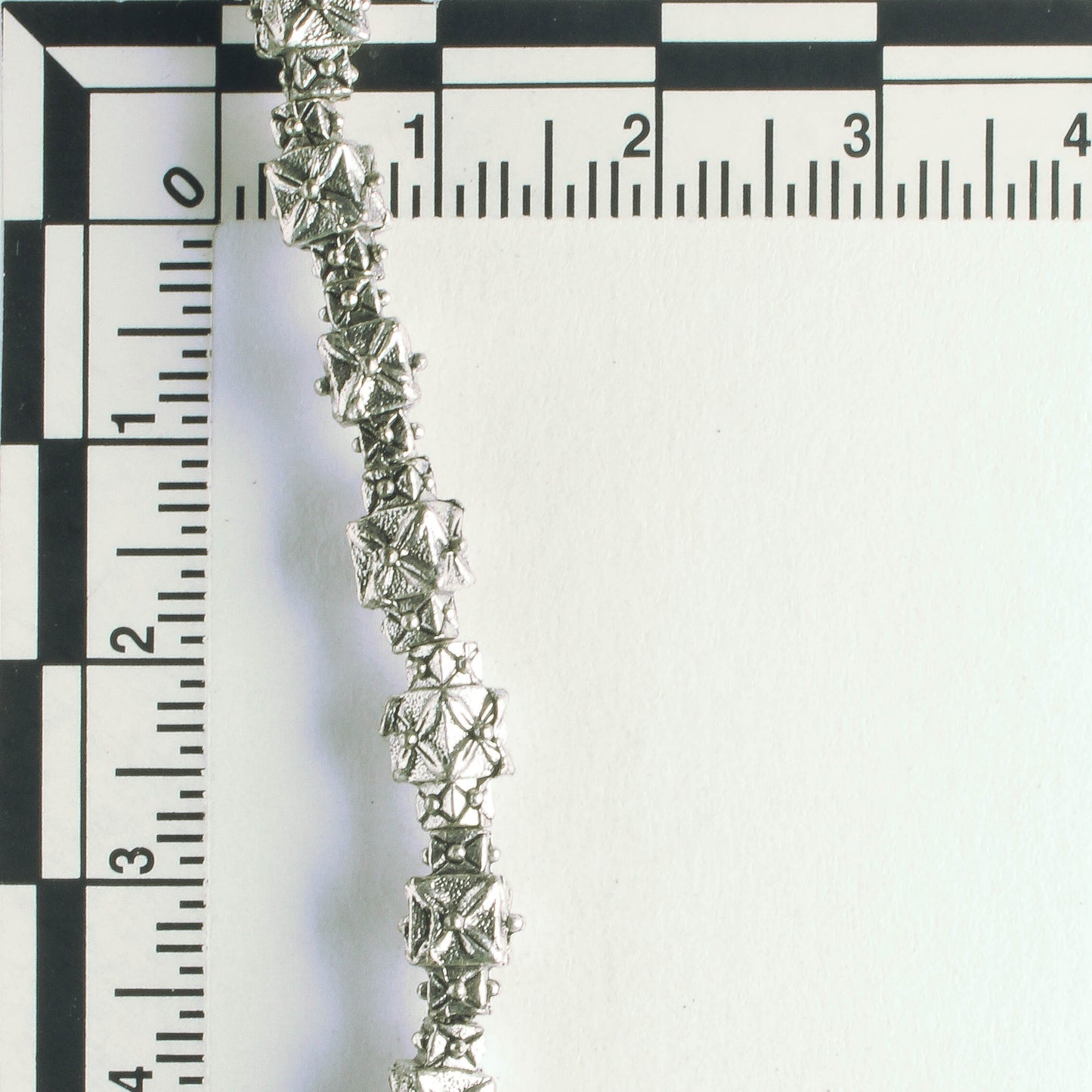 Pewter Beads, Silver Plated - 8" Strand