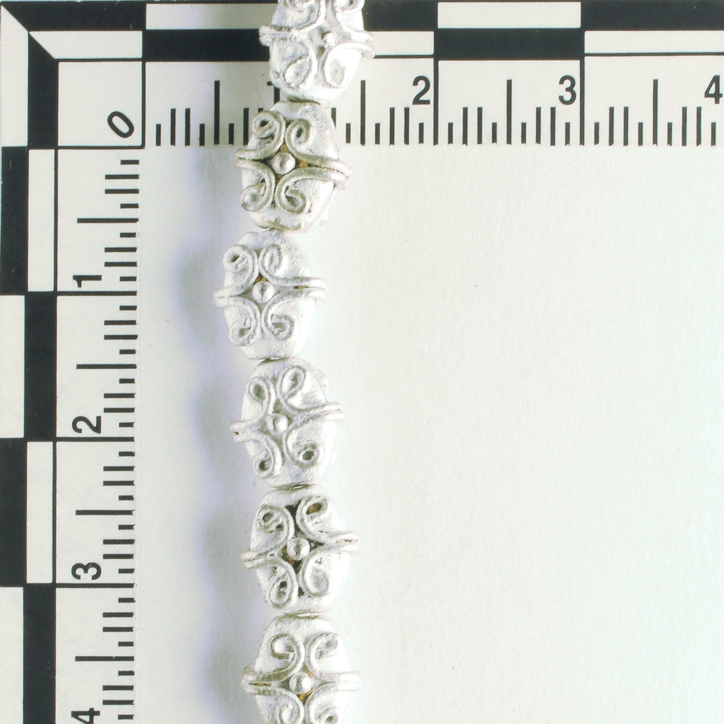 Pewter Beads, Silver Plated - 8" Strand