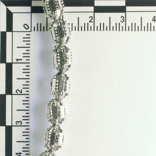 Pewter Beads, Silver Plated - 8" Strand