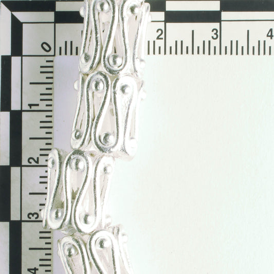 Pewter Beads, Silver Plated - 8" Strand