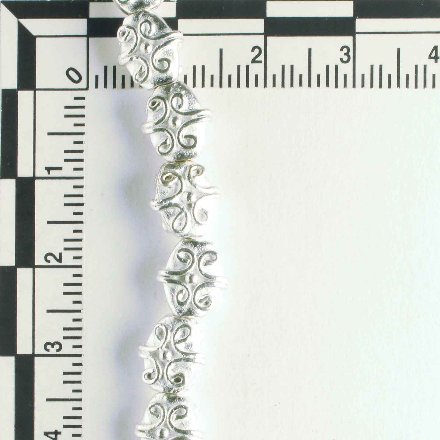 Pewter Beads, Silver Plated - 8" Strand