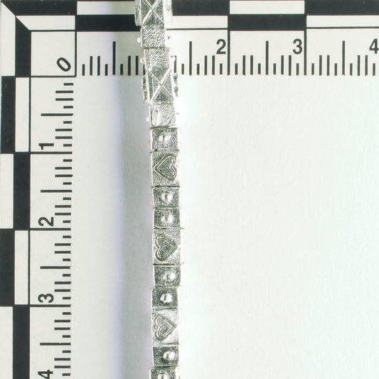 Pewter Beads, Silver Plated - 8" Strand