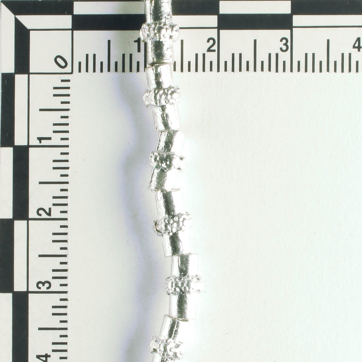 Pewter Beads, Silver Plated - 8" Strand