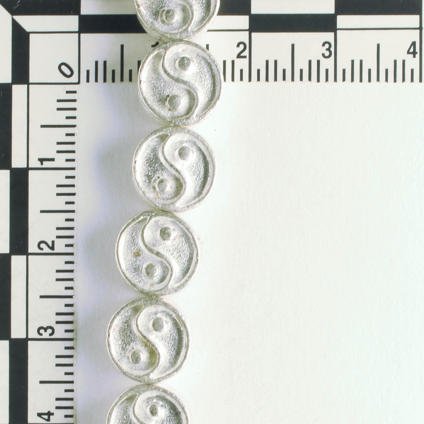 Pewter Beads, Silver Plated - 8" Strand