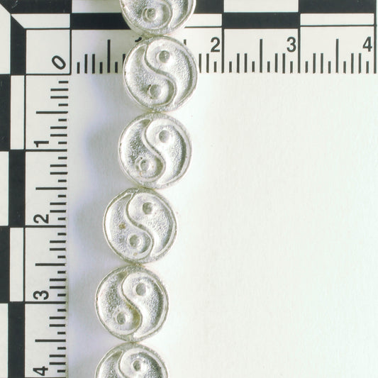 Pewter Beads, Silver Plated - 8" Strand