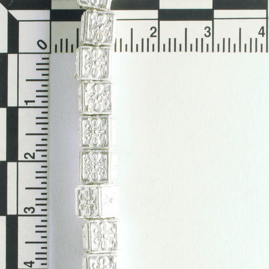 Pewter Beads, Silver Plated - 8" Strand