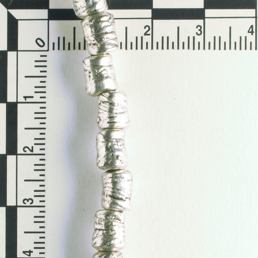 Pewter Beads, Silver Plated - 8" Strand