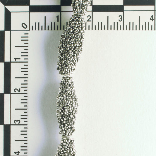 Pewter Beads, Silver Plated - 8" Strand