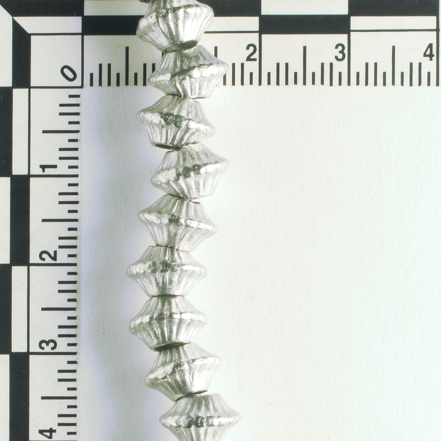 Pewter Beads, Silver Plated - 8" Strand