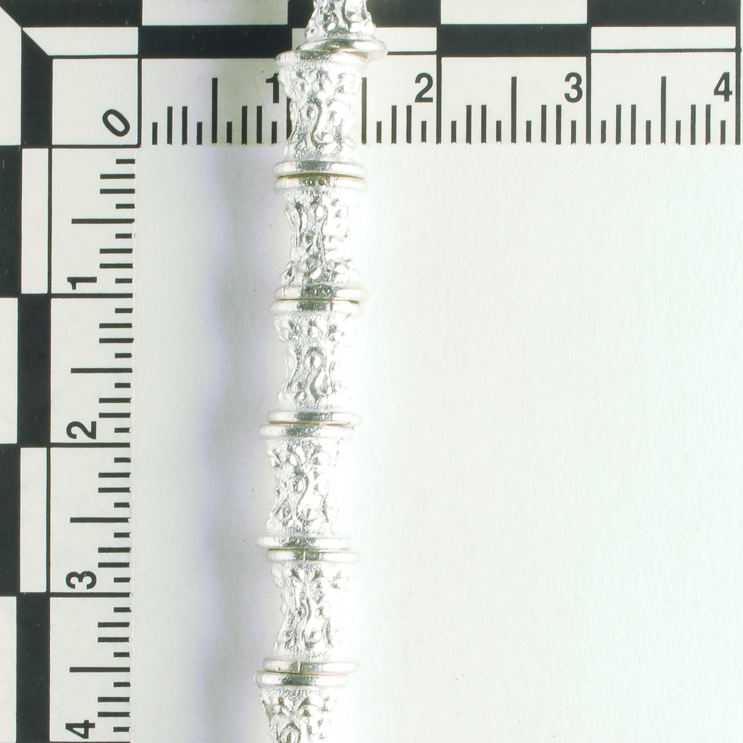 Pewter Beads, Silver Plated - 8" Strand