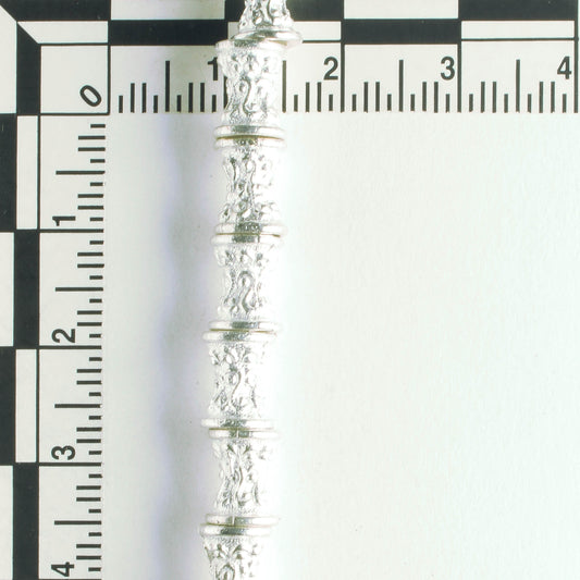 Pewter Beads, Silver Plated - 8" Strand