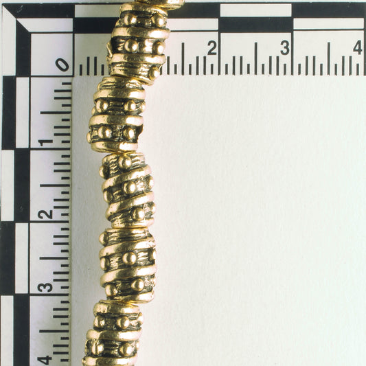 Pewter Beads, Gold Plated - 8" Strand