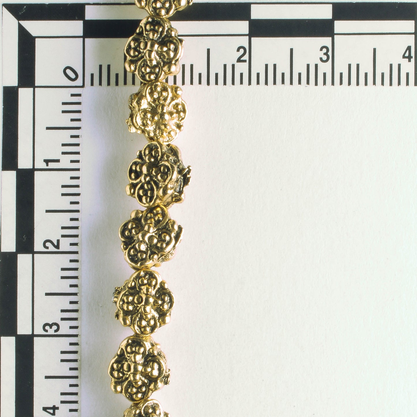 Pewter Beads, Gold Plated - 8" Strand