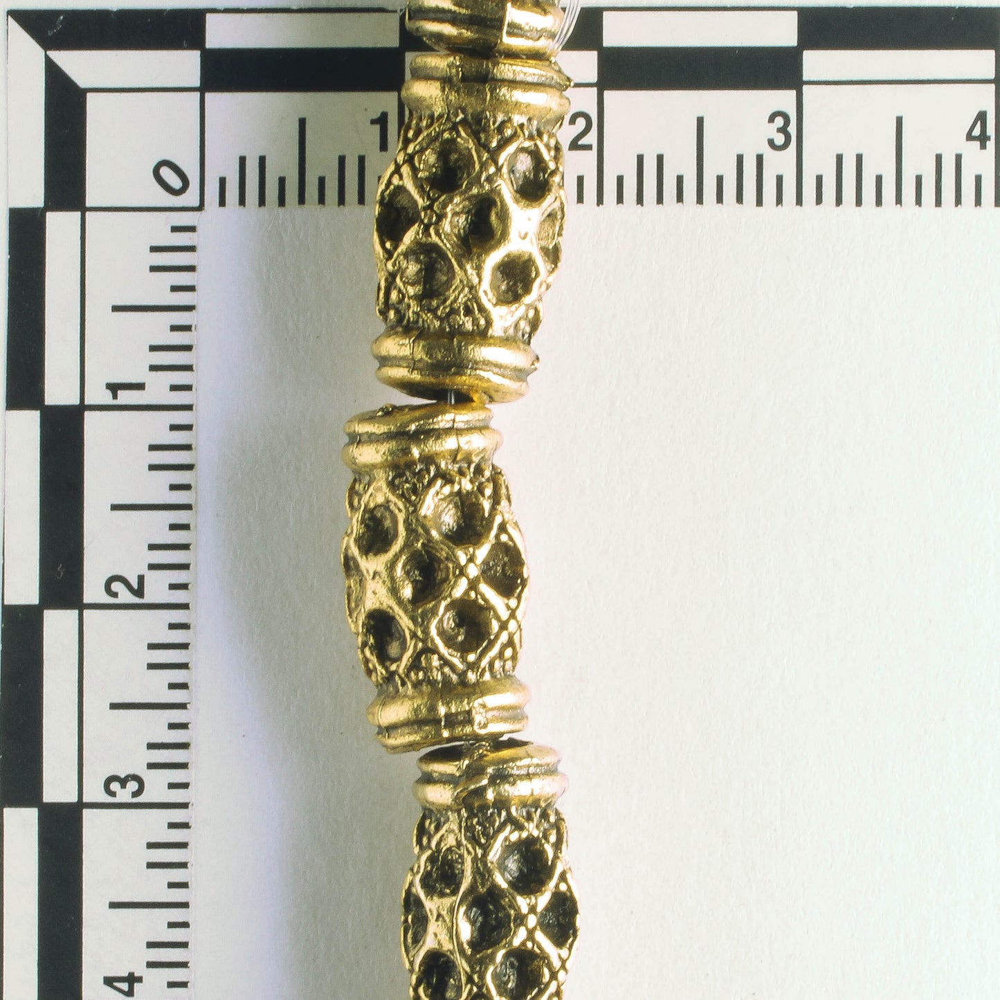 Pewter Beads, Gold Plated - 8" Strand