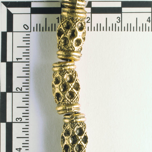 Pewter Beads, Gold Plated - 8" Strand