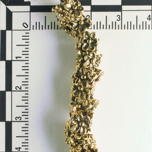 Pewter Beads, Gold Plated - 8" Strand