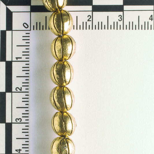 Pewter Beads, Gold Plated - 8" Strand