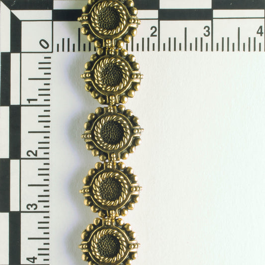 Pewter Beads, Gold Plated - 8" Strand