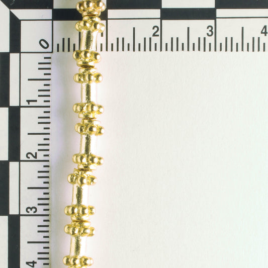 Pewter Beads, Gold Plated - 8" Strand