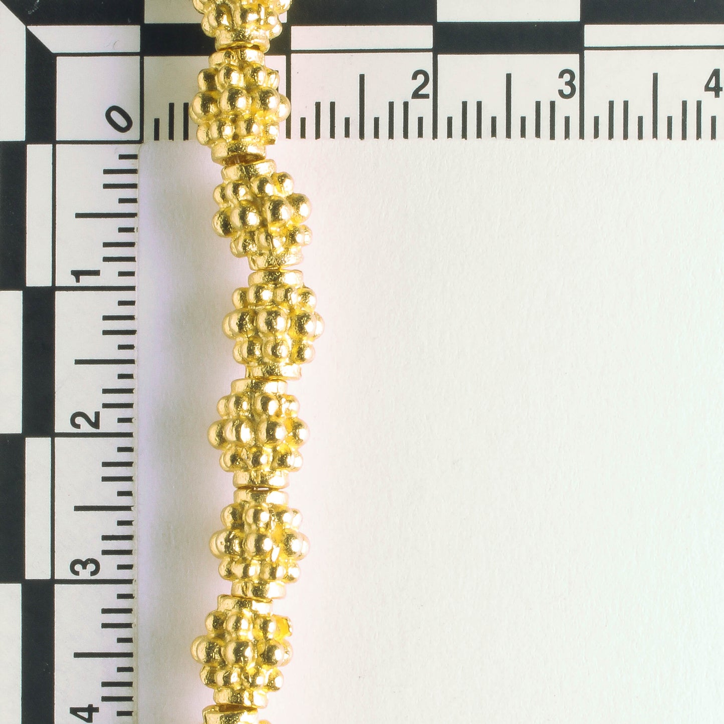 Pewter Beads, Gold Plated - 8" Strand