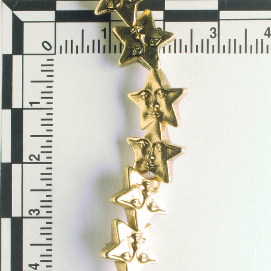 Pewter Beads, Gold Plated - 8" Strand