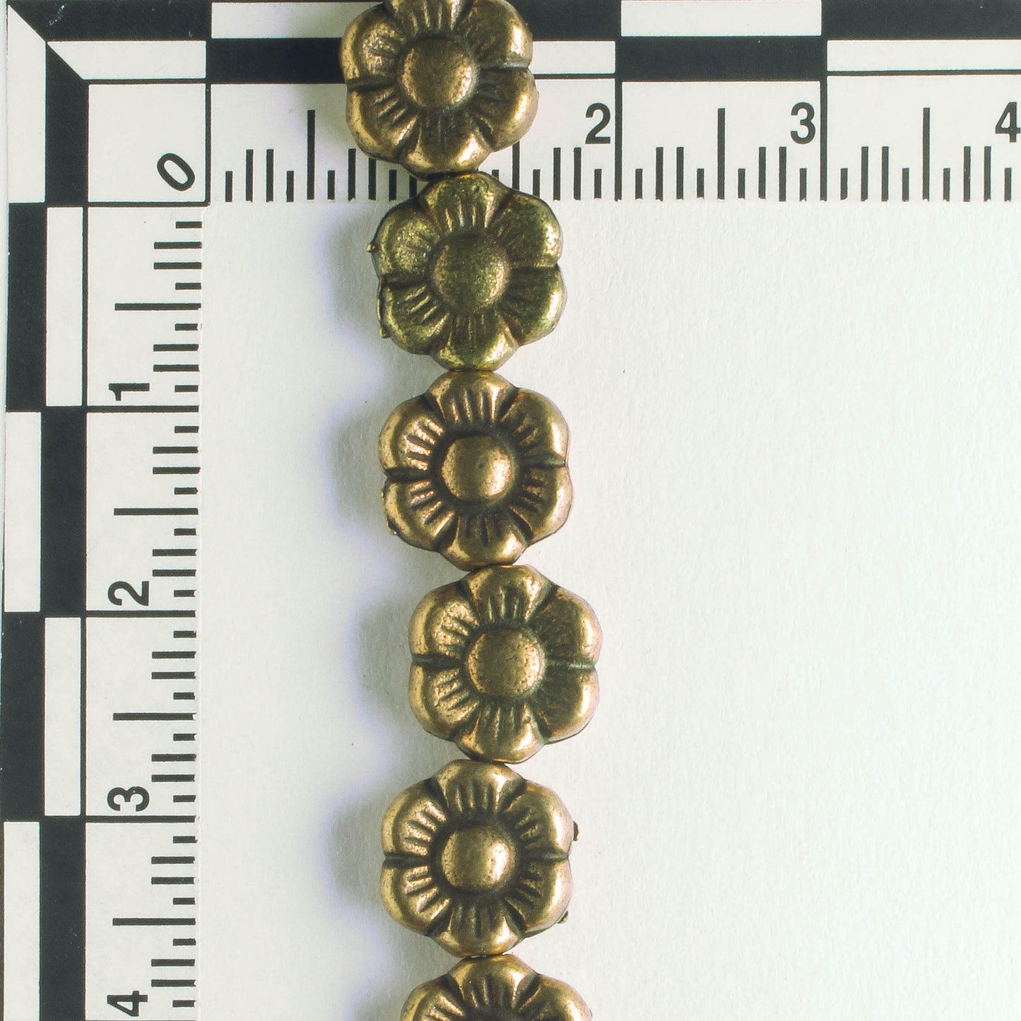 Pewter Beads, Gold Plated - 8" Strand