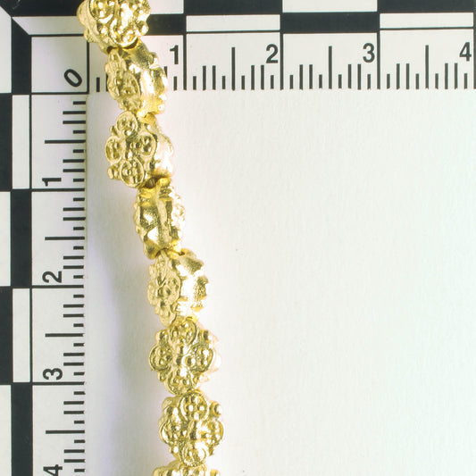 Pewter Beads, Gold Plated - 8" Strand