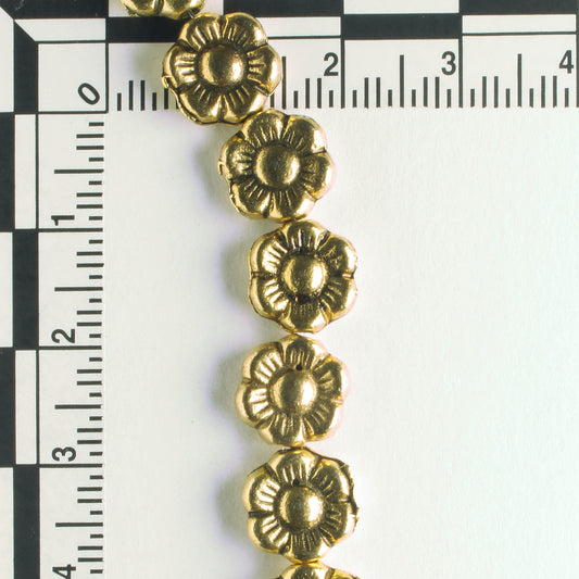 Pewter Beads, Gold Plated - 8" Strand