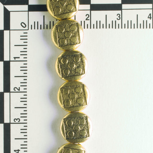 Pewter Beads, gold Plated - 8" Strand