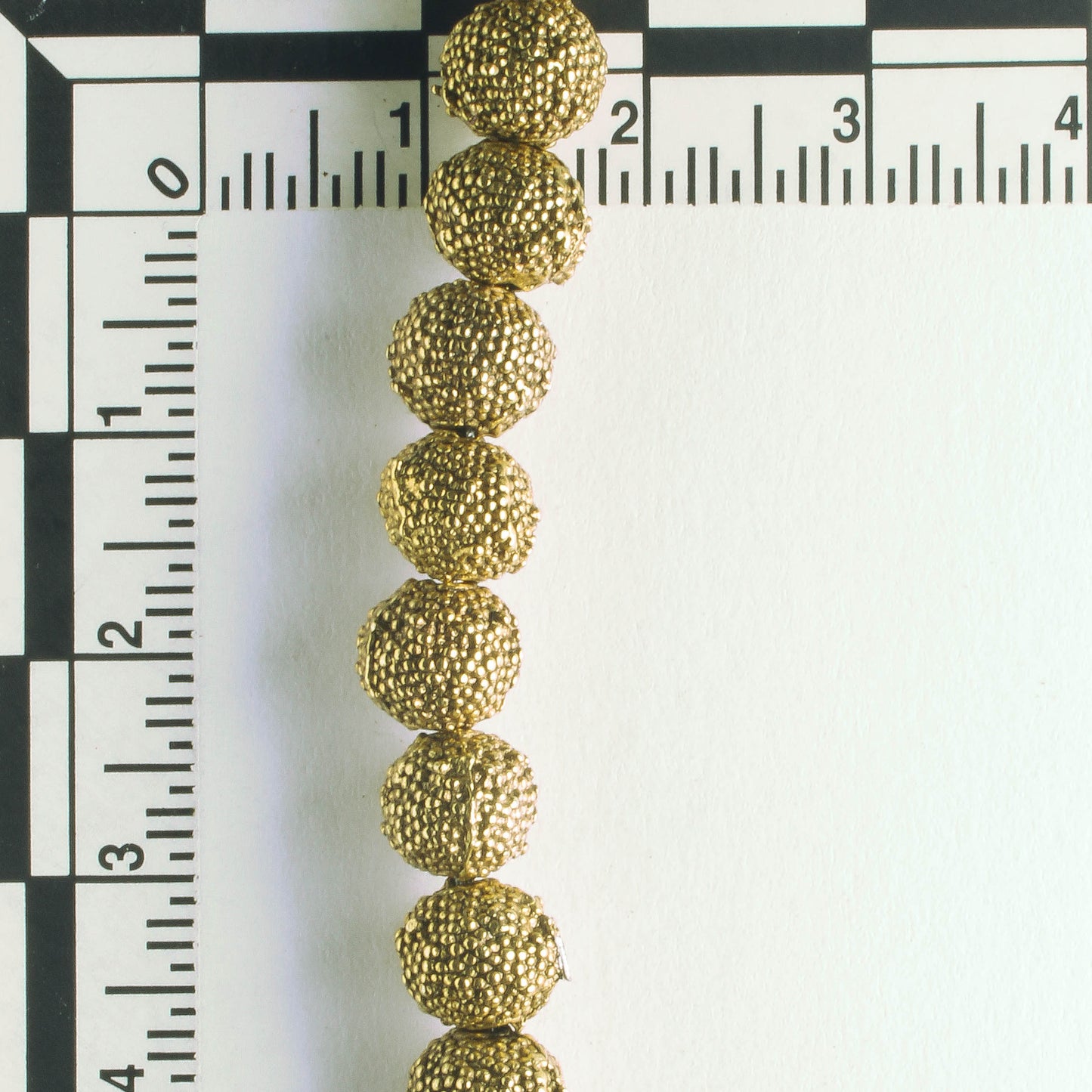 Pewter Beads, Gold Plated - 8" Strand