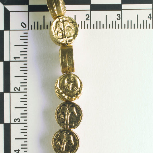 Pewter Beads, Gold Plated - 8" Strand