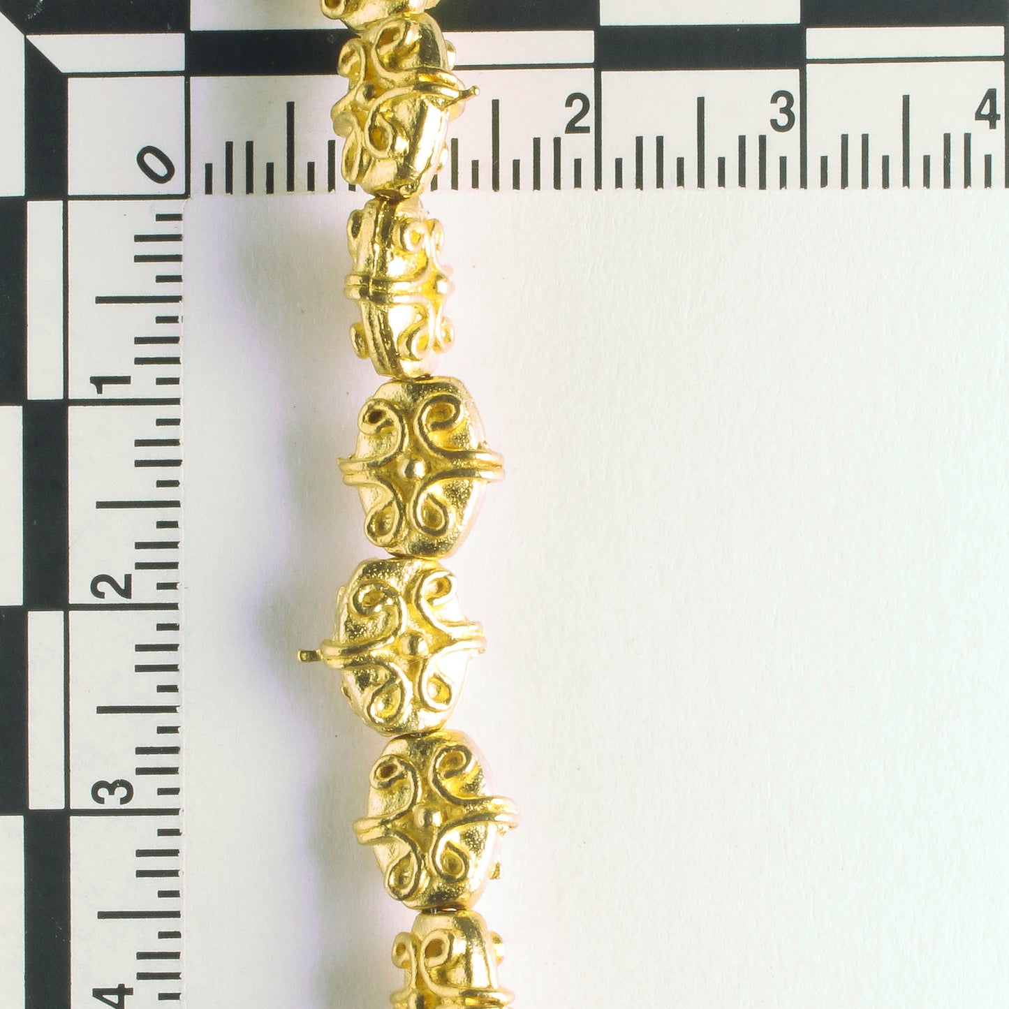 Pewter Beads, Gold Plated - 8" Strand