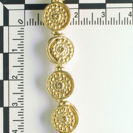 Pewter Beads, Gold Plated - 8" Strand