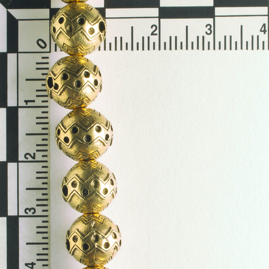 Pewter Beads, Gold Plated - 8" Strand