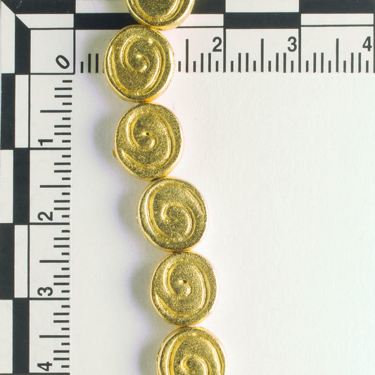 Pewter Beads, Gold Plated - 8" Strand